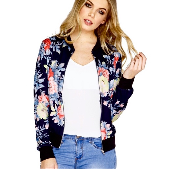 Black Floral Bomber Jacket - Picture 2 of 4